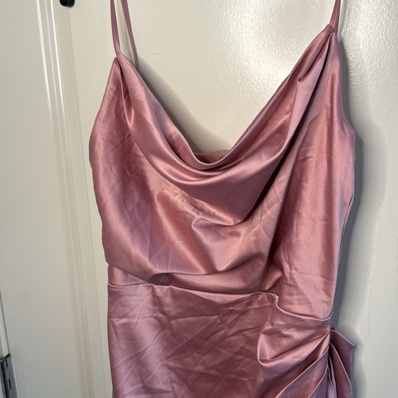 HTZMO NWT Satin Slip Dress Cowl Neck Backless Ruched Bodycon Sexy Club M… - Picture 11 of 14